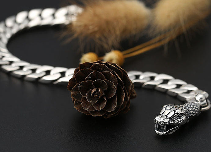 Bracelet Argent 925 Thaï — Tête de Serpent