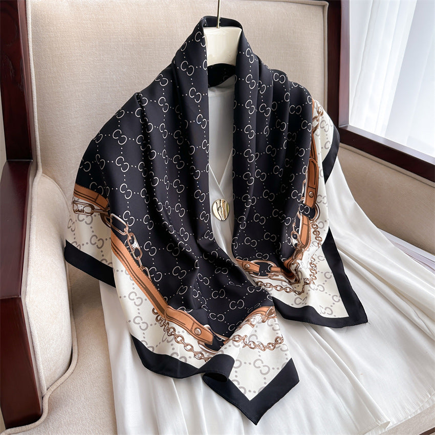 Foulard Carré Imprimé Style Thaï — 90x90cm — Doux, Léger & Élégant