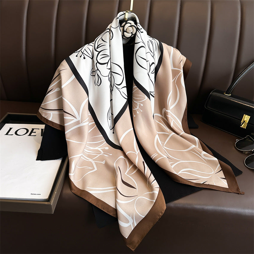 Foulard Carré Imprimé Style Thaï — 90x90cm — Doux, Léger & Élégant