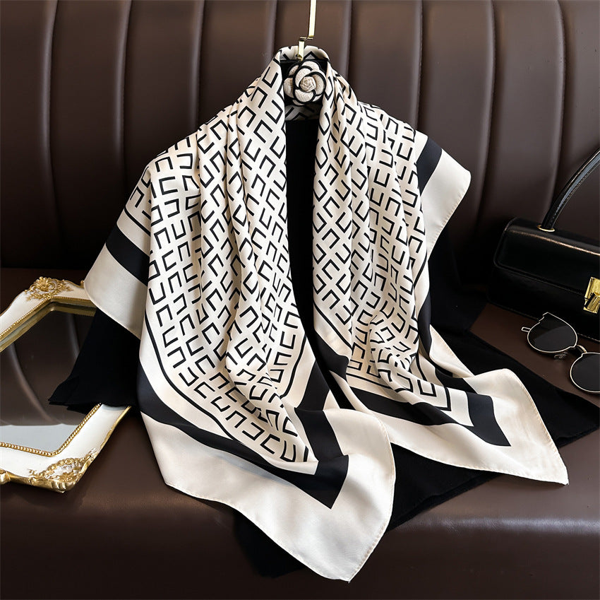 Foulard Carré Imprimé Style Thaï — 90x90cm — Doux, Léger & Élégant