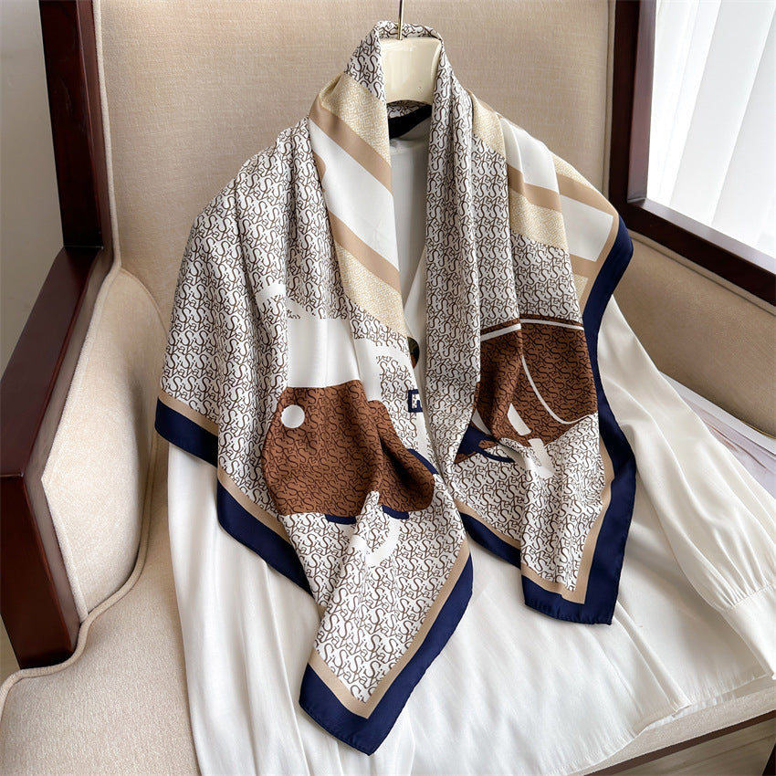 Foulard Carré Imprimé Style Thaï — 90x90cm — Doux, Léger & Élégant