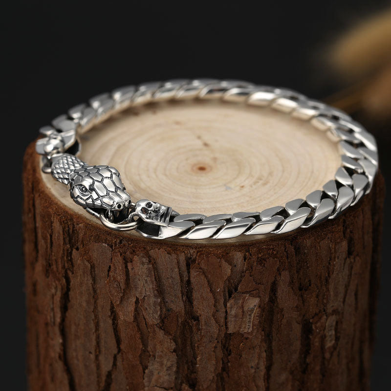 Bracelet Argent 925 Thaï — Tête de Serpent